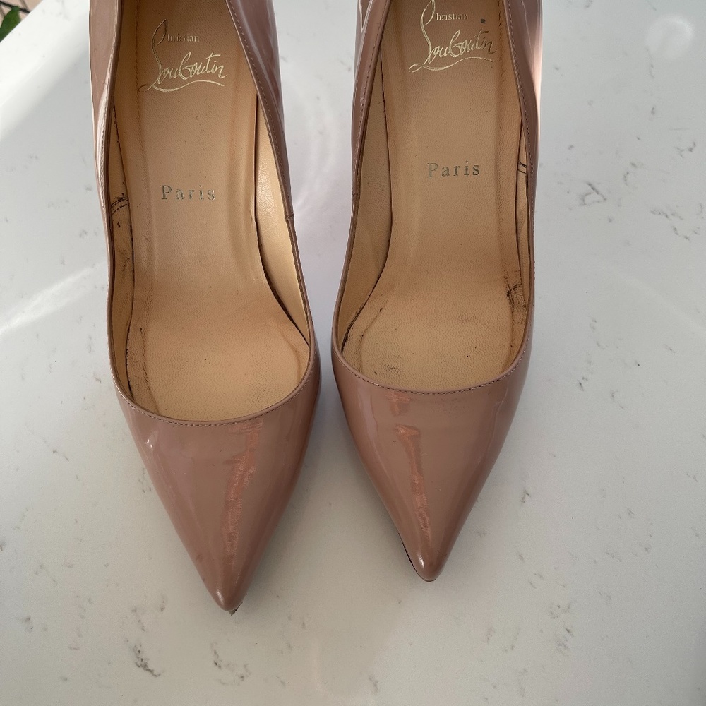 CHRISTIAN LOUBOUTIN TAN PIGALLE HEELS 100MM